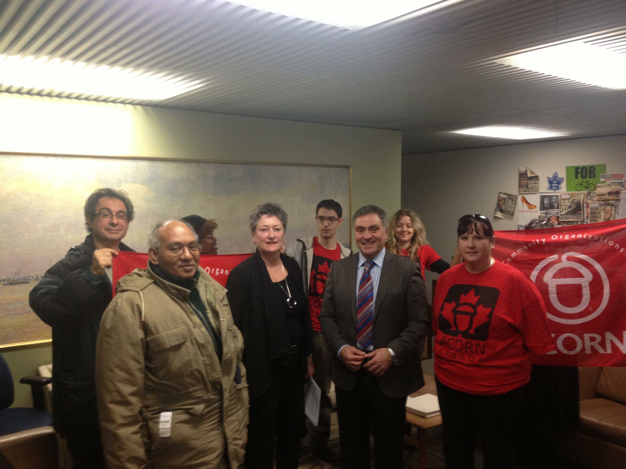 ACORN members with Janet Davis and Anthony Perruzza. 