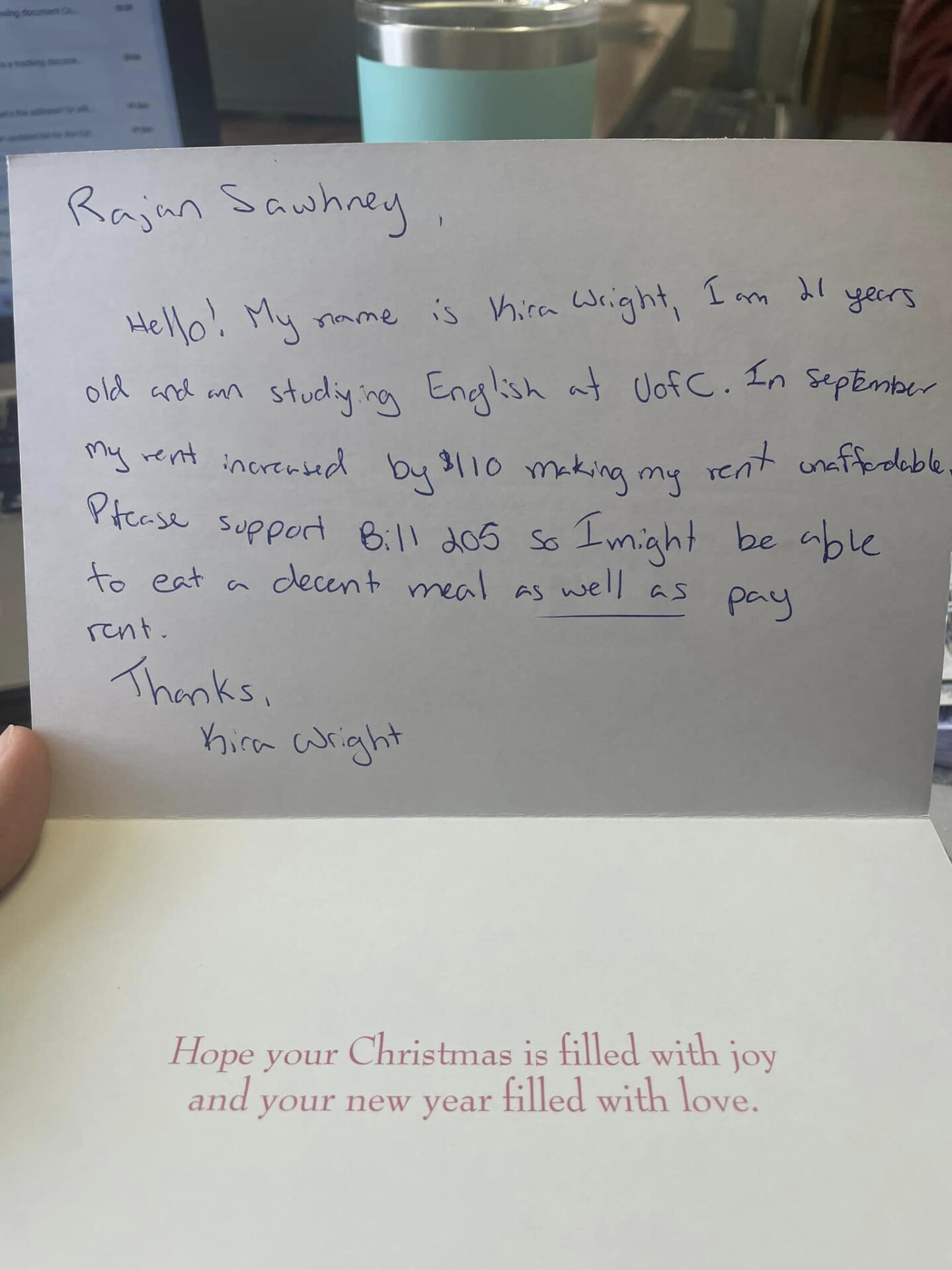 Students Fight Back Christmas Card Delivery for Rent Control in