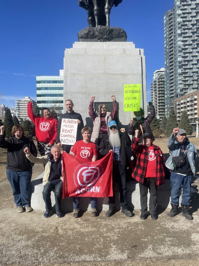 ACORN Alberta Calgary members celebrating on national day of action