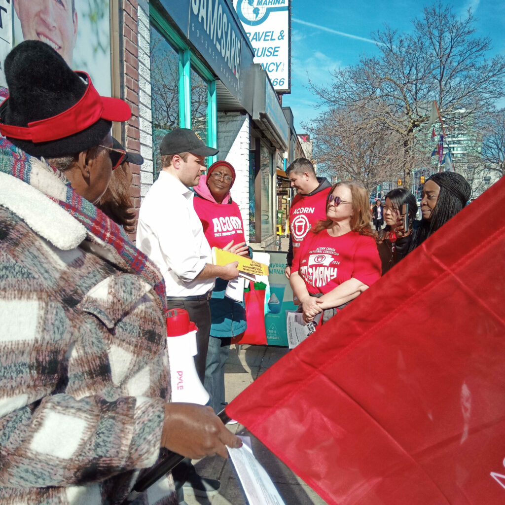 ACORN members speaking with Federal Housing Minister Nate Erksine-Smith