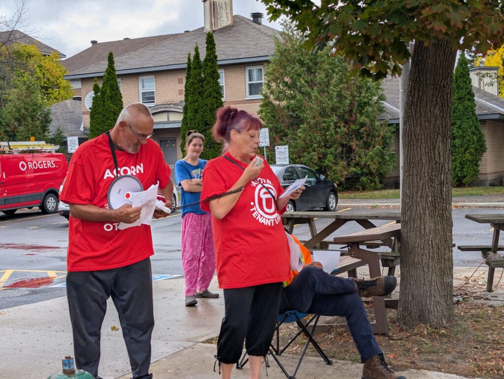 Pictured Gabrielle Fréchette and Robert Faye giving speeches